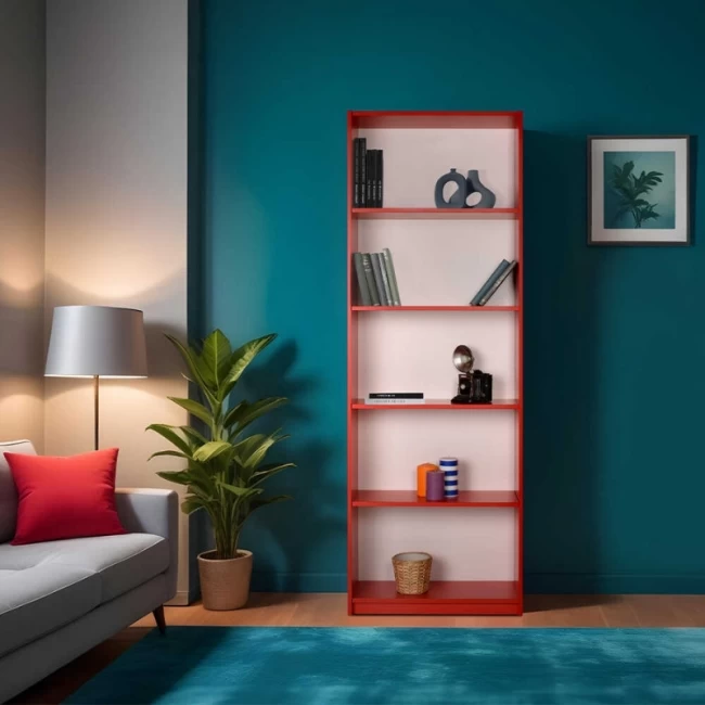Βιβλιοθήκη μελαμίνης Max Megapap σε χρώμα κόκκινο 58x23x170εκ. Βιβλιοθήκη μελαμίνης Max Megapap σε χρώμα κόκκινο 58x23x170εκ.