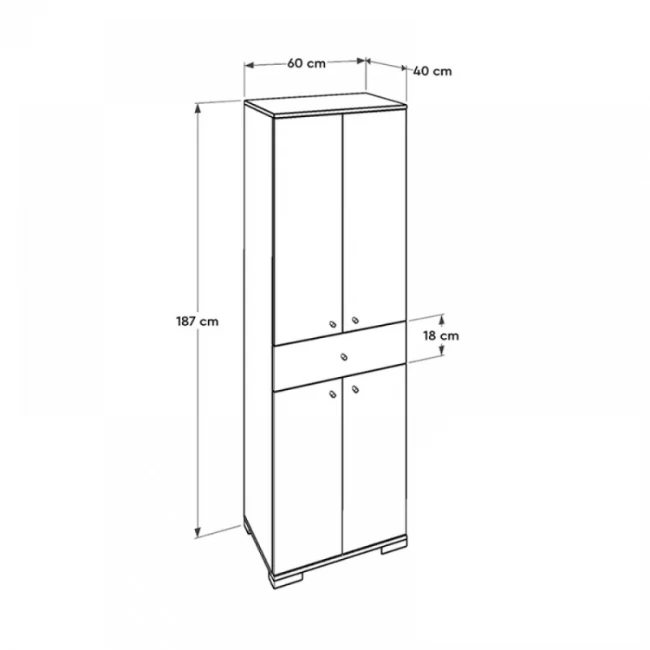 Ντουλάπα ρούχων Diamond Megapap δίφυλλη σε χρώμα λευκό 60x38x187εκ.