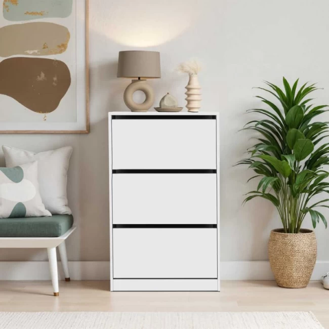 Παπουτσοθήκη μελαμίνης Flat Duo Megapap 18 ζεύγων σε χρώμα λευκό 73x26x119εκ. Παπουτσοθήκη μελαμίνης Flat Duo Megapap 18 ζεύγων σε χρώμα λευκό 73x26x119εκ.