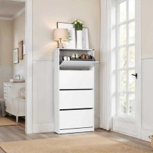 Παπουτσοθήκη Flat Duo Megapap 24 ζευγών χρώμα λευκό 73x26x157εκ.