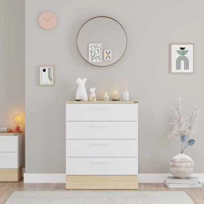 Συρταριέρα Base Megapap χρώμα oak - λευκό 72x40x88εκ. Συρταριέρα Base Megapap χρώμα oak - λευκό 72x40x88εκ.