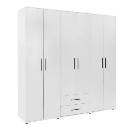 Ντουλάπα ρούχων Bianco Megapap εξάφυλλη με συρτάρια χρώμα λευκό 206x52x213εκ. Ντουλάπα ρούχων Bianco Megapap εξάφυλλη με συρτάρια χρώμα λευκό 206x52x213εκ.