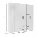 Ντουλάπα ρούχων Bianco Megapap εξάφυλλη χρώμα λευκό 206x52x213εκ.