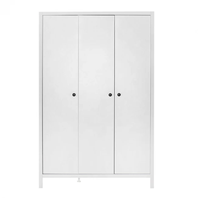 Ντουλάπα ρούχων French Megapap τρίφυλλη χρώμα λευκό 125x54x196εκ.
