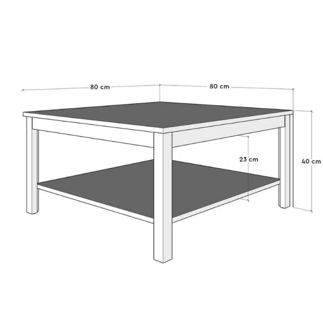 Τραπεζάκι σαλονιού Rustic Megapap χρώμα λευκό 80x80x40εκ.