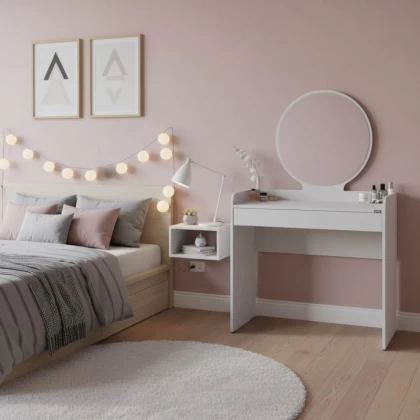 Τουαλέτα με καθρέπτη Curve Megapap χρώμα λευκό 90x47x142εκ.