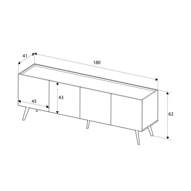 Έπιπλο τηλεόρασης Luna Megapap χρώμα florida oak 180x41x62εκ.