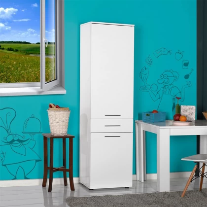 Ντουλάπι με καλάθι απλύτων Diamond Megapap χρώμα λευκό gloss 52x38x187εκ. Ντουλάπι με καλάθι απλύτων Diamond Megapap χρώμα λευκό gloss 52x38x187εκ.