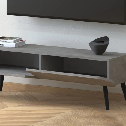 Έπιπλο τηλεόρασης Lotus Megapap χρώμα γκρι ρετρό 120x30x40εκ. Έπιπλο τηλεόρασης Lotus Megapap χρώμα γκρι ρετρό 120x30x40εκ.