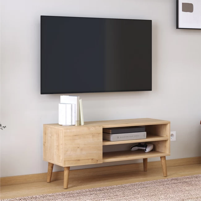 Έπιπλο τηλεόρασης Porto Megapap από μελαμίνη χρώμα oak 90x32x42εκ.