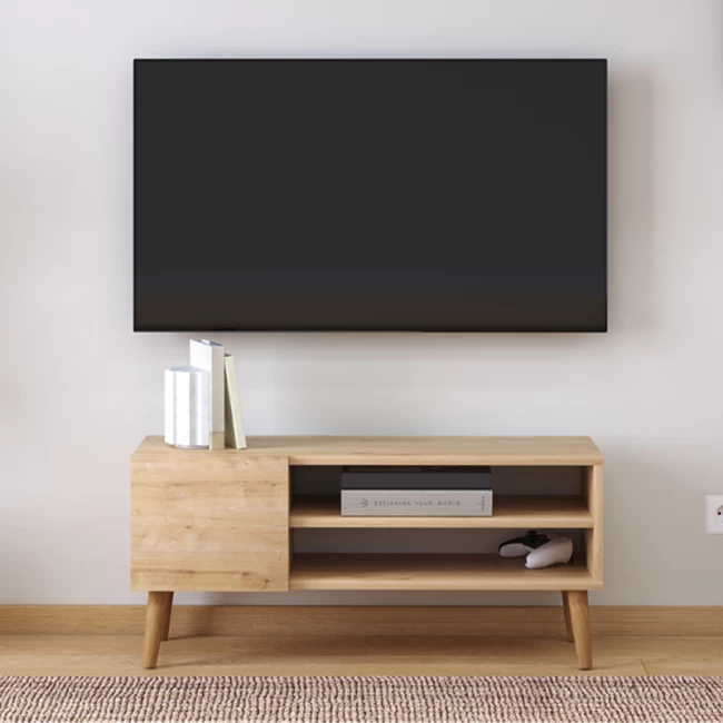 Έπιπλο τηλεόρασης Porto Megapap από μελαμίνη χρώμα oak 90x32x42εκ.