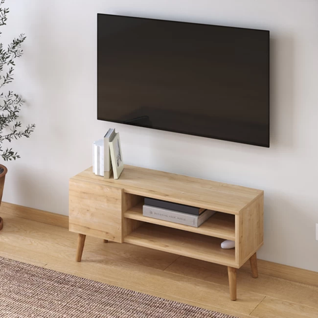 Έπιπλο τηλεόρασης Porto Megapap από μελαμίνη χρώμα oak 90x32x42εκ.