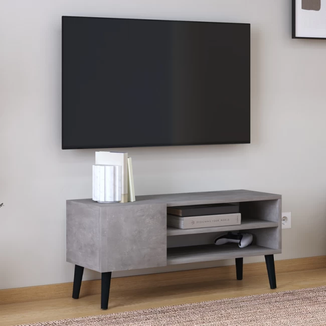 Έπιπλο τηλεόρασης Porto Megapap χρώμα γκρι ρετρό 90x32x42εκ.