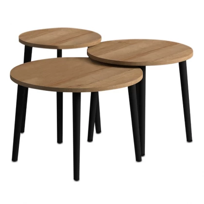 Τραπεζάκι σαλονιού σετ 3 τμχ Roma Megapap χρώμα oak Φ60x46εκ. Τραπεζάκι σαλονιού σετ 3 τμχ Roma Megapap χρώμα oak Φ60x46εκ.