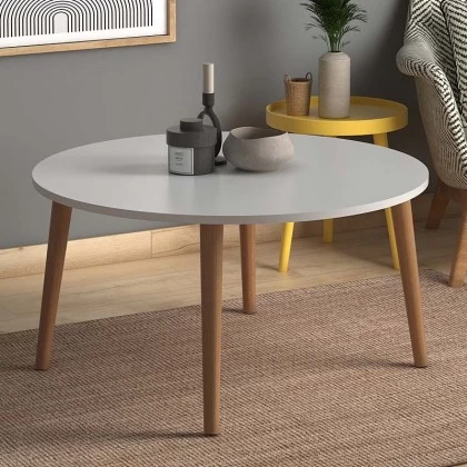 Τραπεζάκι σαλονιού Circle Megapap χρώμα λευκό 90x90x40εκ. Τραπεζάκι σαλονιού Circle Megapap χρώμα λευκό 90x90x40εκ.