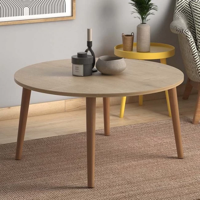 Τραπεζάκι σαλονιού Circle Megapap από μελαμίνη χρώμα oak 90x90x40εκ. Τραπεζάκι σαλονιού Circle Megapap από μελαμίνη χρώμα oak 90x90x40εκ.