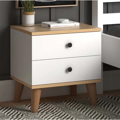 Κομοδίνο Luce Megapap χρώμα λευκό - oak 45x35x47εκ. Κομοδίνο Luce Megapap χρώμα λευκό - oak 45x35x47εκ.