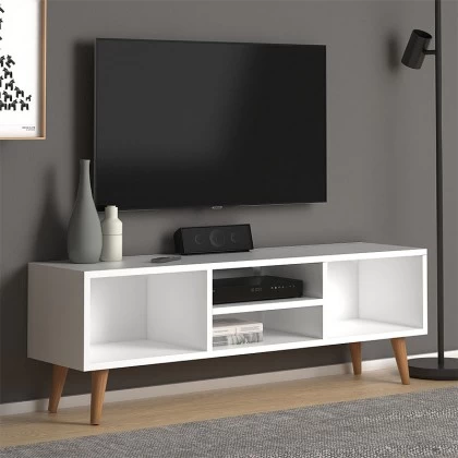 Έπιπλο τηλεόρασης Loren Megapap χρώμα λευκό 120x30x40εκ. Έπιπλο τηλεόρασης Loren Megapap χρώμα λευκό 120x30x40εκ.