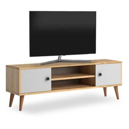 Έπιπλο τηλεόρασης Parma Megapap χρώμα white - oak 120x30x40εκ. Έπιπλο τηλεόρασης Parma Megapap χρώμα white - oak 120x30x40εκ.