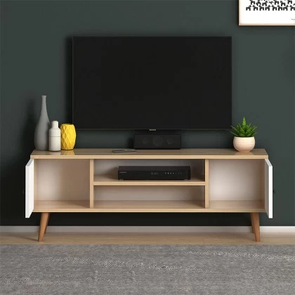 Έπιπλο τηλεόρασης Parma Megapap χρώμα white - oak 120x30x40εκ. Έπιπλο τηλεόρασης Parma Megapap χρώμα white - oak 120x30x40εκ.