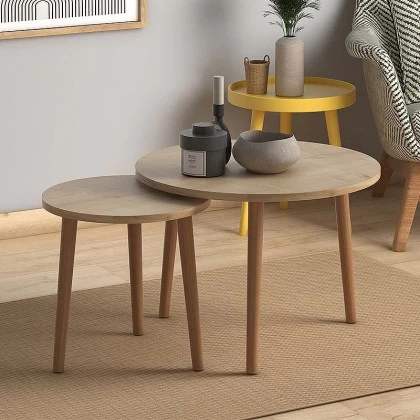 Σετ τραπεζάκια σαλονιού Roma Megapap 2 τμχ. χρώμα oak 60x60x46εκ. Σετ τραπεζάκια σαλονιού Roma Megapap 2 τμχ. χρώμα oak 60x60x46εκ.