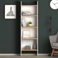 Βιβλιοθήκη μελαμίνης Flora Megapap χρώμα white pine 52x25x158εκ.
