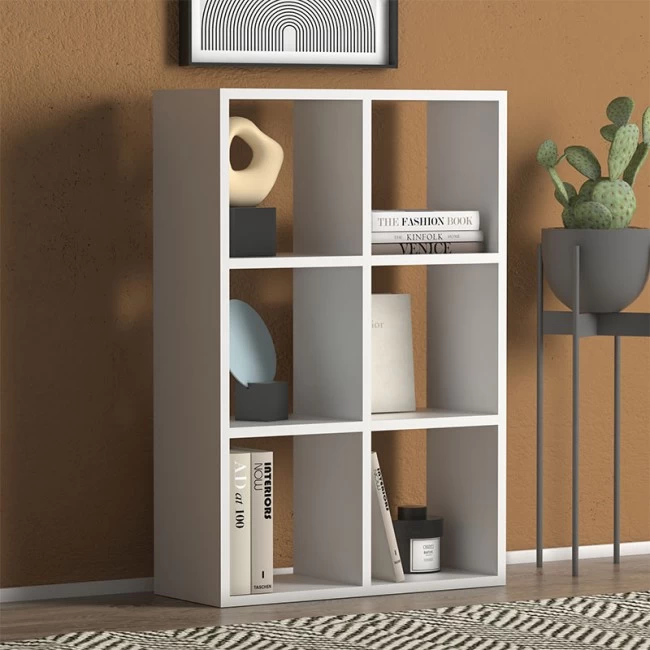 Βιβλιοθήκη Cube Megapap από μελαμίνη χρώμα λευκό 73,5x34x109εκ. Βιβλιοθήκη Cube Megapap από μελαμίνη χρώμα λευκό 73,5x34x109εκ.