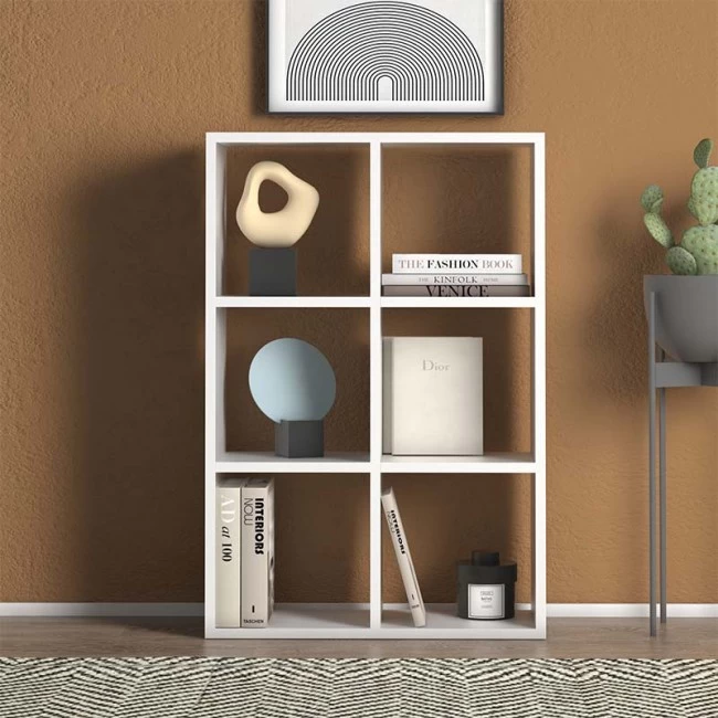 Βιβλιοθήκη Cube Megapap από μελαμίνη χρώμα λευκό 73,5x34x109εκ. Βιβλιοθήκη Cube Megapap από μελαμίνη χρώμα λευκό 73,5x34x109εκ.