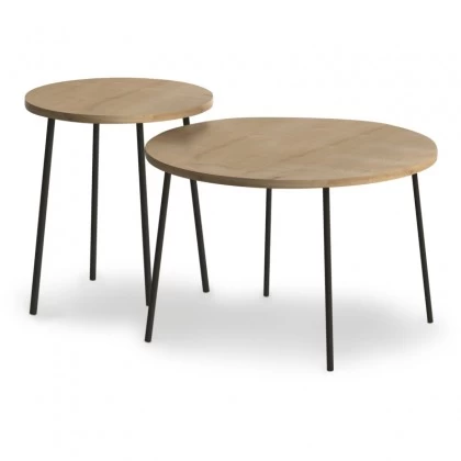 Σετ τραπεζάκια σαλονιού Select Megapap 2 τμχ. χρώμα oak 60x60x47εκ. Σετ τραπεζάκια σαλονιού Select Megapap 2 τμχ. χρώμα oak 60x60x47εκ.