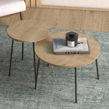 Σετ τραπεζάκια σαλονιού Select Megapap 2 τμχ. χρώμα oak 60x60x47εκ. Σετ τραπεζάκια σαλονιού Select Megapap 2 τμχ. χρώμα oak 60x60x47εκ.