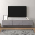 Έπιπλο τηλεόρασης επιτοίχιο Palm Megapap χρώμα γκρι ρετρό 180x32x30εκ.