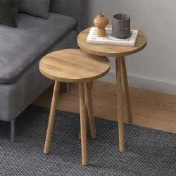 Τραπεζάκια βοηθητικά σετ 2 τμχ Roma Megapap χρώμα oak Ø34x46εκ.