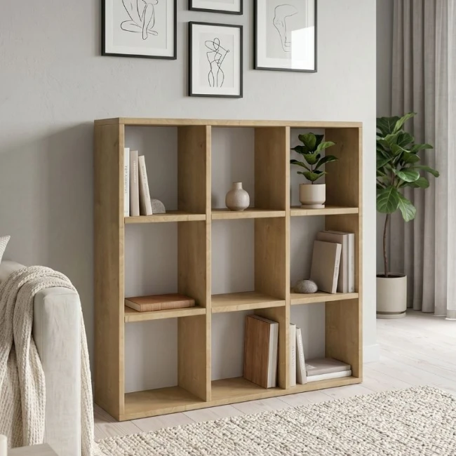Βιβλιοθήκη Cube Megapap χρώμα sapphire oak 90x30x90εκ.