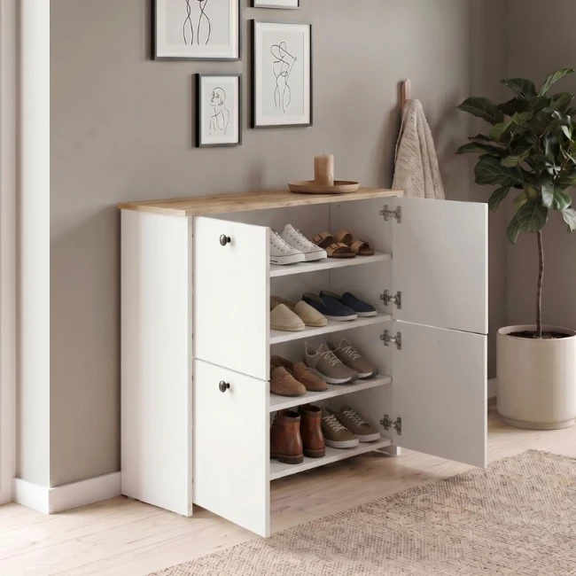 Παπουτσοθήκη Palma Megapap χρώμα λευκό - sapphire oak 90x35x90εκ.