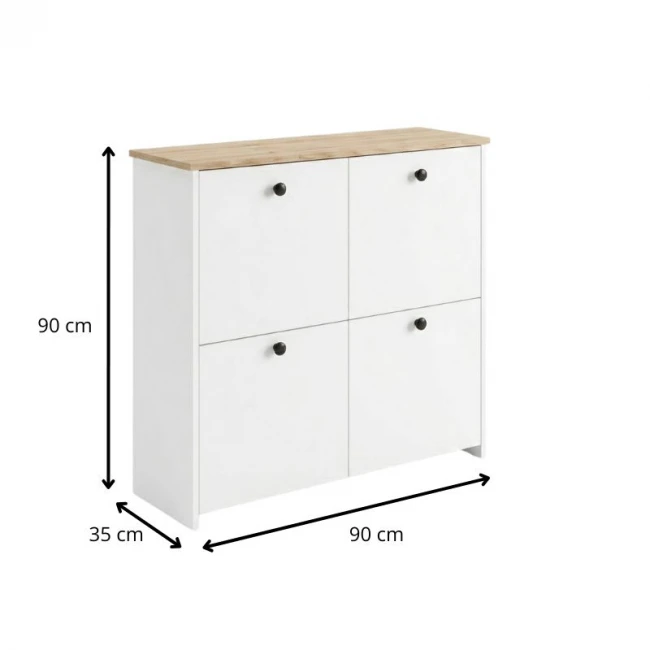 Παπουτσοθήκη Palma Megapap χρώμα λευκό - sapphire oak 90x35x90εκ.