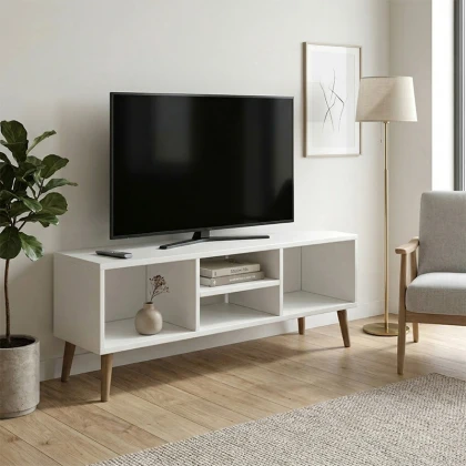 Έπιπλο τηλεόρασης Loren Megapap χρώμα λευκό 120x30x40εκ.