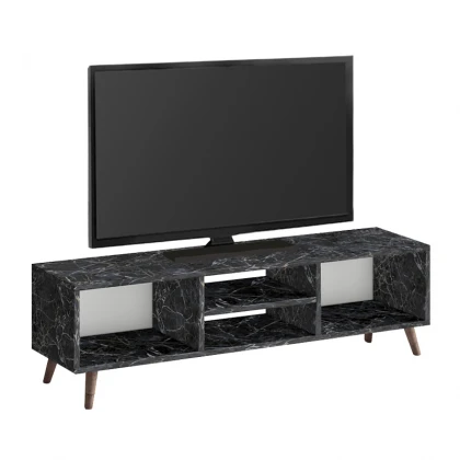 Έπιπλο τηλεόρασης Loren Megapap χρώμα μαύρο εφέ μαρμάρου 120x30x40εκ.