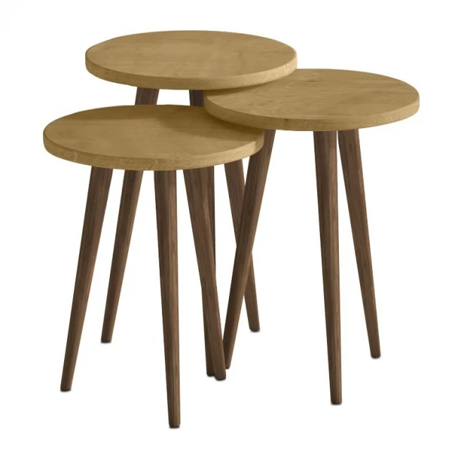 Τραπεζάκι βοηθητικό σετ 3 τμχ Cruz Megapap χρώμα sapphire oak Ø33x46εκ.