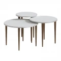 Τραπεζάκι σαλονιού σετ 3 τμχ Nola Megapap χρώμα λευκό Ø60x46εκ.