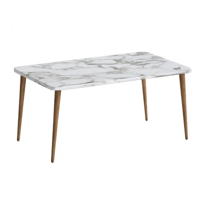Τραπεζάκι σαλονιού Plane Megapap χρώμα λευκό εφέ μαρμάρου 90x55x41εκ.
