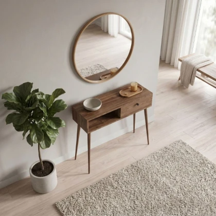 Κονσόλα Napoli Megapap χρώμα καρυδί 90x29x88εκ.