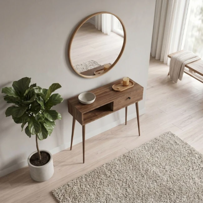 Κονσόλα Napoli Megapap χρώμα καρυδί 90x29x88εκ.