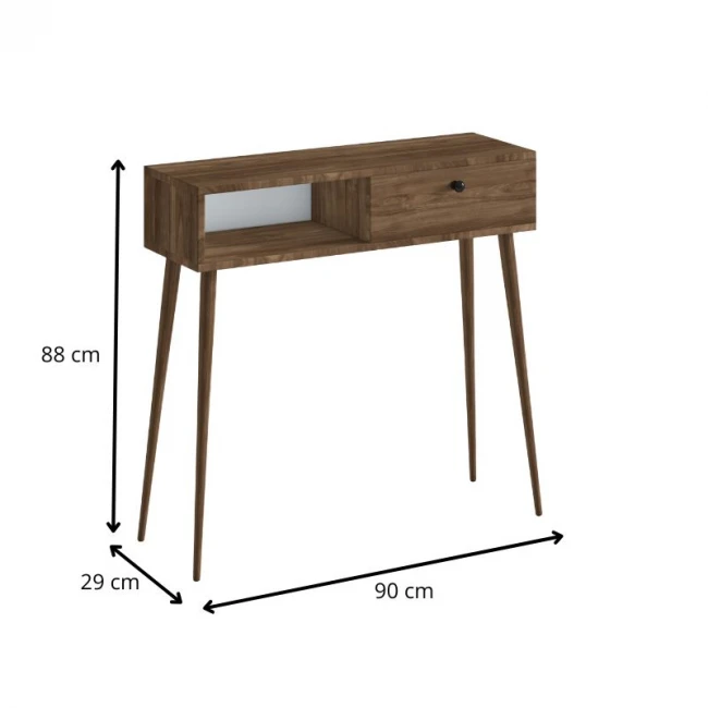 Κονσόλα Napoli Megapap χρώμα καρυδί 90x29x88εκ.