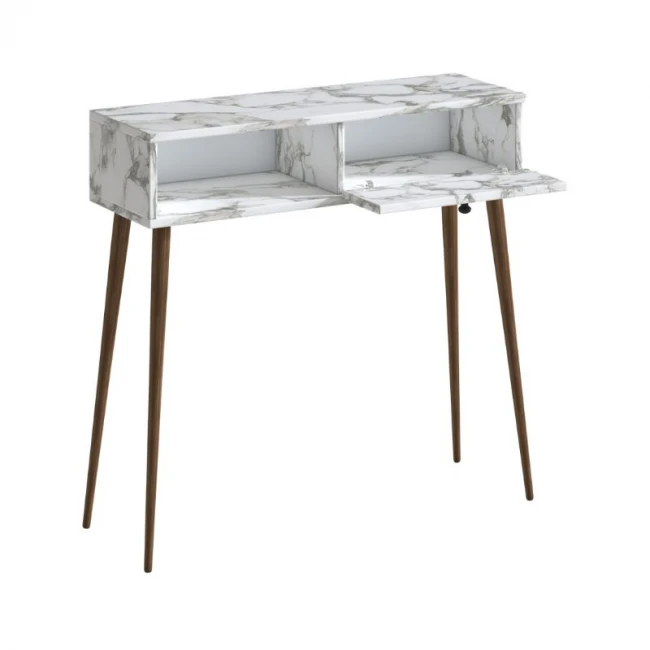 Κονσόλα Napoli Megapap χρώμα λευκό εφέ μαρμάρου 90x29x88εκ.