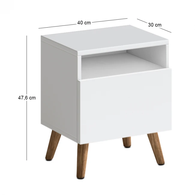 Κομοδίνο Sole Megapap χρώμα λευκό 40x30x47,6εκ.