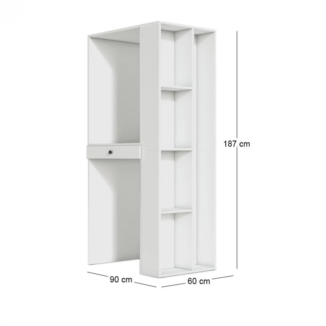 Έπιπλο πλυντηρίου - στεγνωτηρίου Bace Megapap χρώμα λευκό 90x60x187εκ.