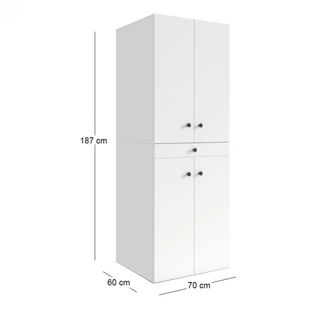 Έπιπλο πλυντηρίου - στεγνωτηρίου Kindi Megapap χρώμα λευκό 70x60x187εκ.