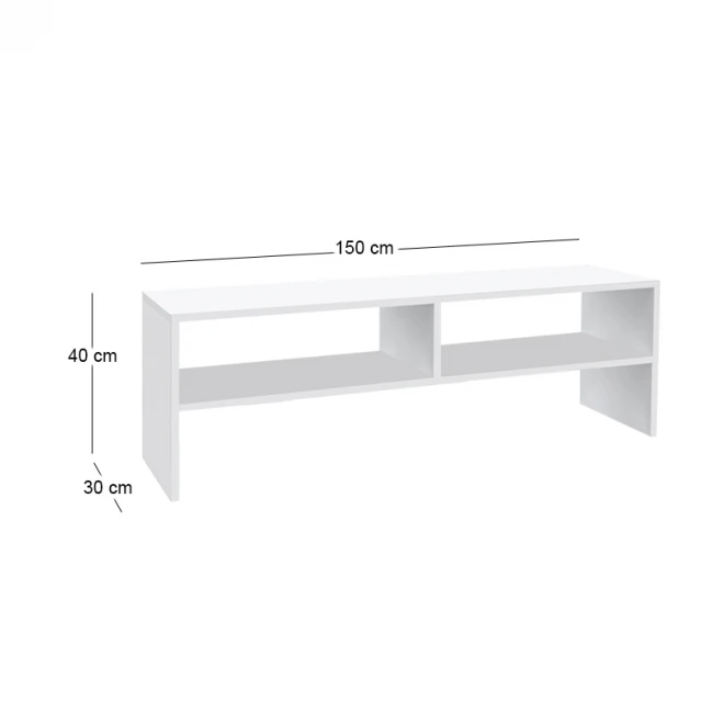 Έπιπλο τηλεόρασης Beirut Megapap χρώμα λευκό 150x30x40εκ.