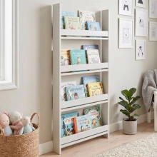 Επιτοίχια βιβλιοθήκη - ραφιέρα Montessori Megapap χρώμα λευκό 60x10x120εκ.