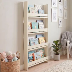 Επιτοίχια βιβλιοθήκη - ραφιέρα Montessori Megapap χρώμα κρεμ 60x10x120εκ.